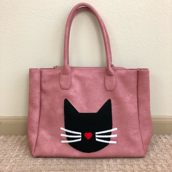 Pink Haley Handbags - Pink Haley Vegan Leather Cat Tote